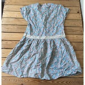 Vintage Handmade Floral Lace Trim Dress Size Small Women’s Blue